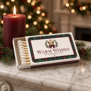 Personalized Tartan Teddy Bear Family Christmas Matchboxes
