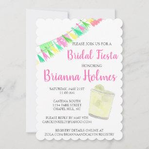Personalized Tassel Papel Picado Pink Green Fiesta Invitation