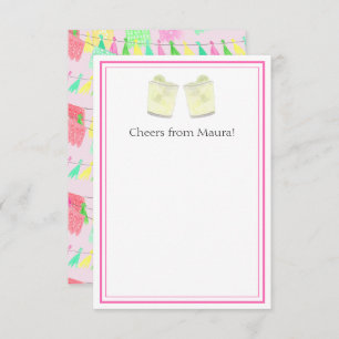 Personalized Tassel Papel Picado Pink Green Fiesta Thank You Card