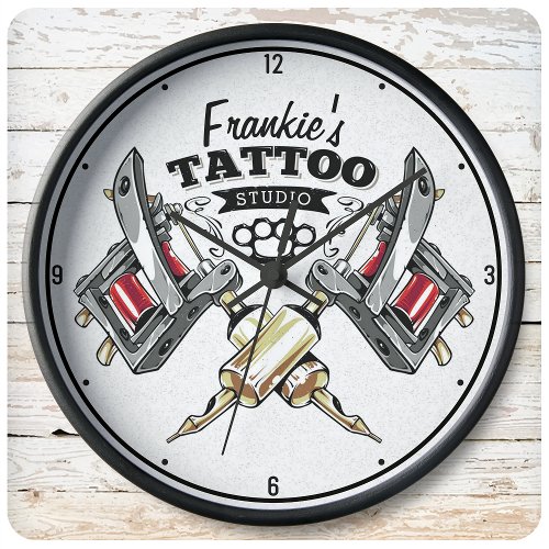Personalized Tattoo Artist Old School Machine Shop Large Clock