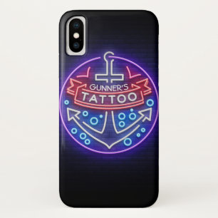Personalized Tattoo Shop Nautical Neon Sign Style iPhone X Case