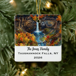 Personalized Taughannock Falls, NY Xmas Ceramic Ornament