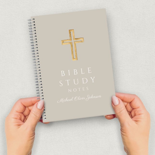 Personalized Taupe Beige Religious Cross  Notebook (Personalized Taupe Beige Religious Cross Notebook)