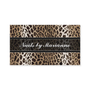 Personalized Taupe Leopard Animal Print Business Card