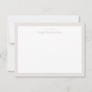 Personalized Taupe Retro Flower Note Card