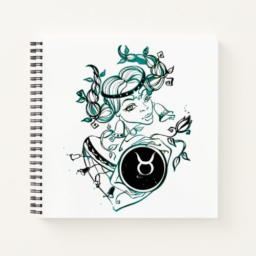 Personalized Taurus Art Deco Lady Notebook