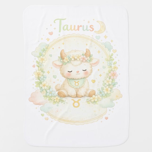 Personalized Taurus Baby Blanket | Custom Zodiac N (Front)