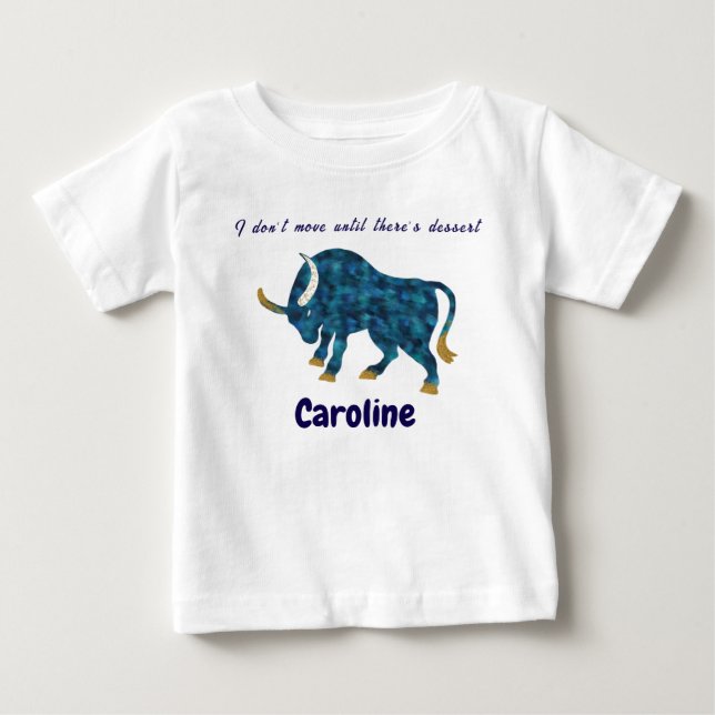 Personalized Taurus Gourmet & Grounded Toddler Art Baby T-Shirt (Front)