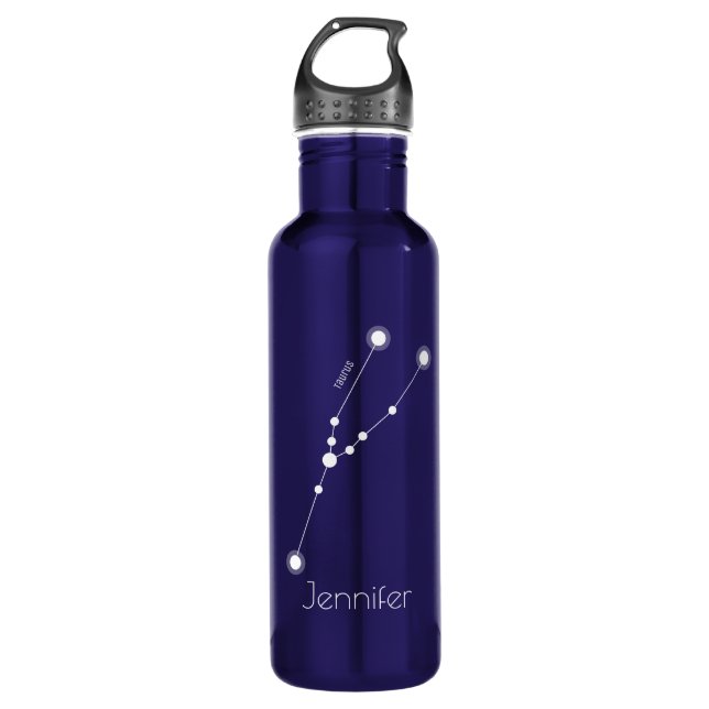 Personalized Taurus Zodiac Constellation Water Bottle (Front)