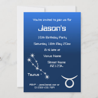 Personalized Taurus Zodiac Galaxy Party Invitation