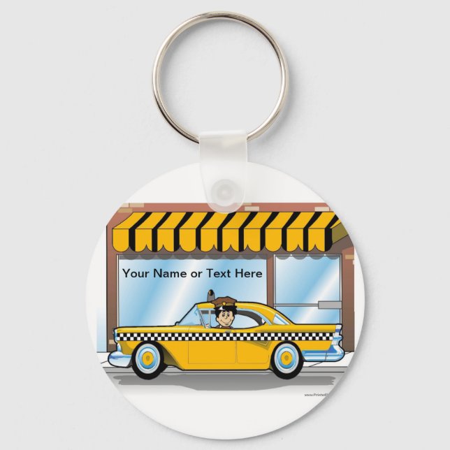 Personalized Taxi Driver - Male Cartoon  Keychain (Front)