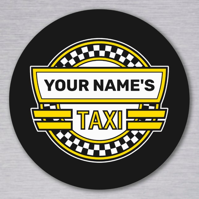 Personalized Taxi Sign Classic Round Sticker (Creator Uploaded)