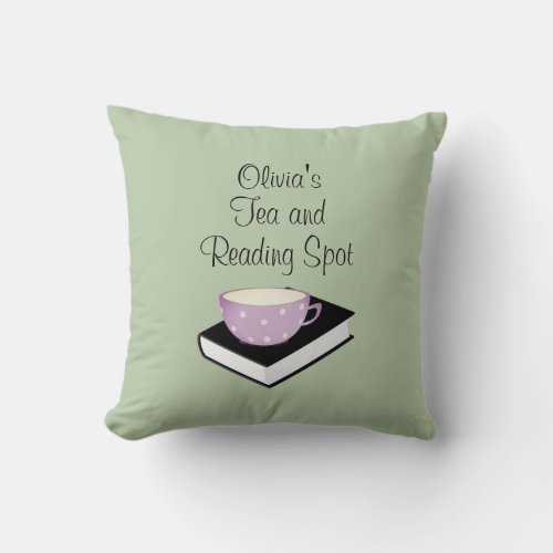 Personalized Tea and Reading Spot Accent Pillow