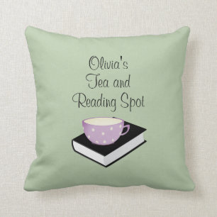 Personalized Tea and Reading Spot Accent Pillow
