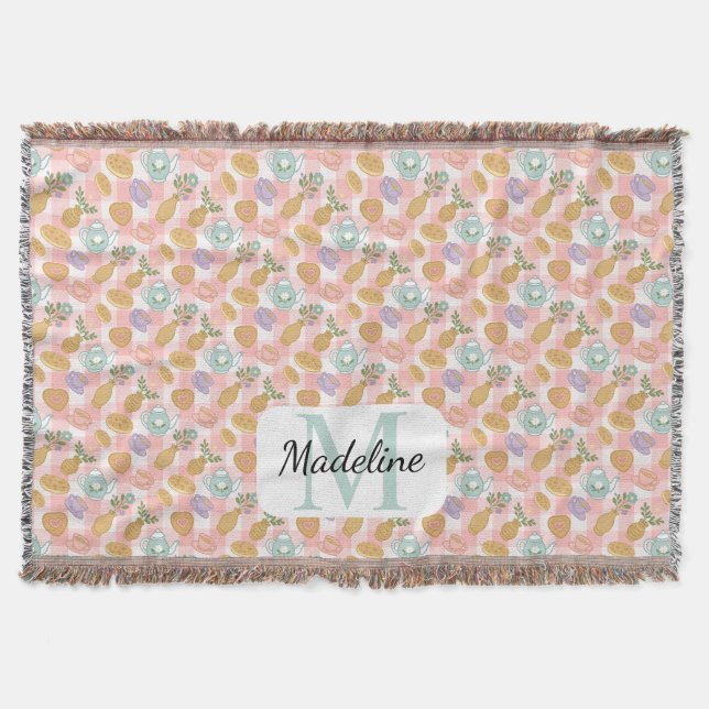 Personalized Tea & Baker Monogram Throw Blanket (Front)