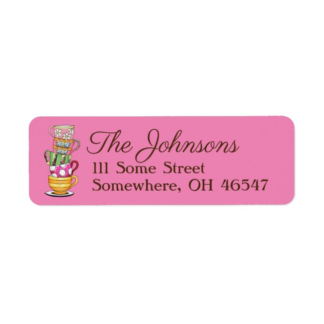Personalized Tea Cup Return Address Labels (Front)
