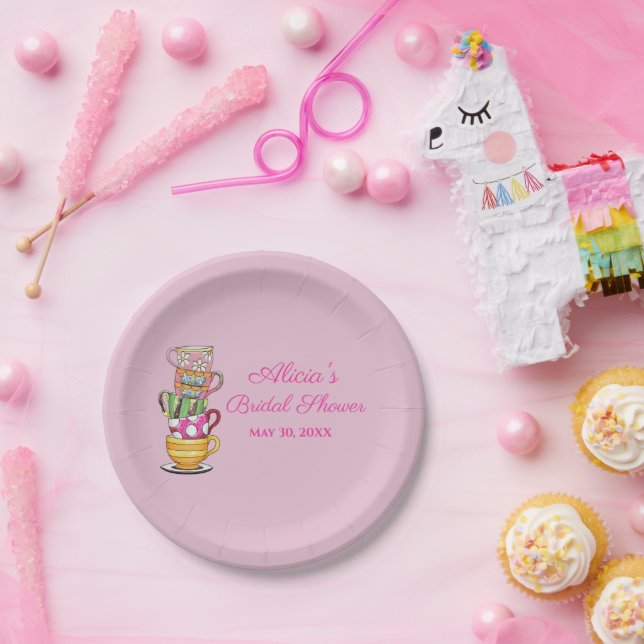 Personalized Tea Party  Bridal Shower Paper Plates (Party)