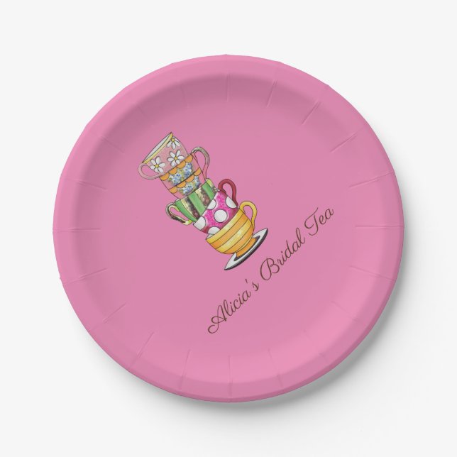 Personalized Tea Party Paper Plates Bridal  (Front)