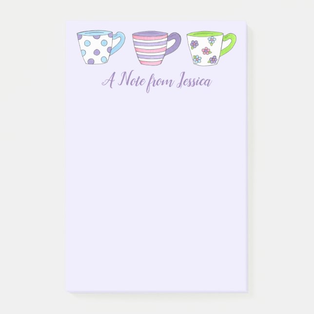 Personalized Tea Time Party Cup Teacup Post Its Post-it Notes (Front)