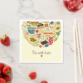 Personalized Tea & Treats Yellow Paper Napkin