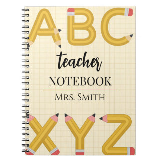 Personalized Teacher ABC Pencil Spiral Notebook