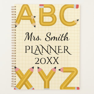Personalized Teacher ABC Pencil Spiral Planner