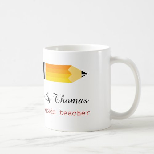 Personalized Teacher Apple And Pencil Custom Name Coffee Mug