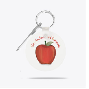 Personalized Teacher Apple Classroom Name Keychain