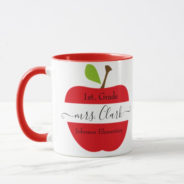 Personalized Teacher apple  Mug (Left)
