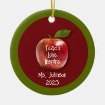 Personalized Teacher Apple “Teach Love Inspire” Or