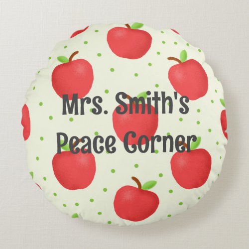 Personalized Teacher Apple Themed Peace Corner  Round Pillow