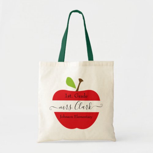 Personalized teacher apple  tote bag