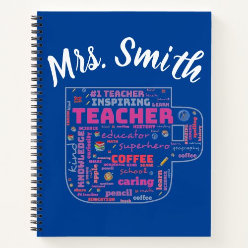 Personalized Teacher Apple Word Art  Notebook