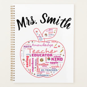Personalized Teacher Apple Word Art Planner