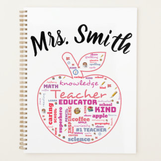 Personalized Teacher Apple Word Art Planner
