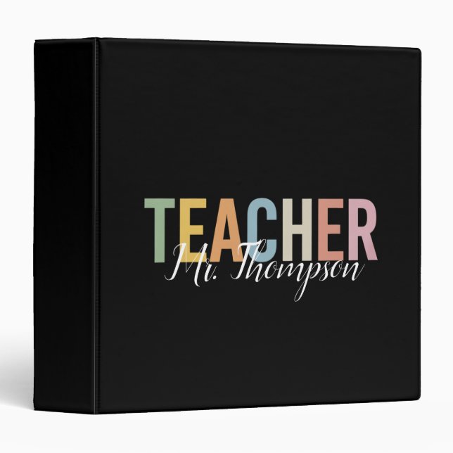 Personalized Teacher Appreciation Back to School  3 Ring Binder (Front/Spine)