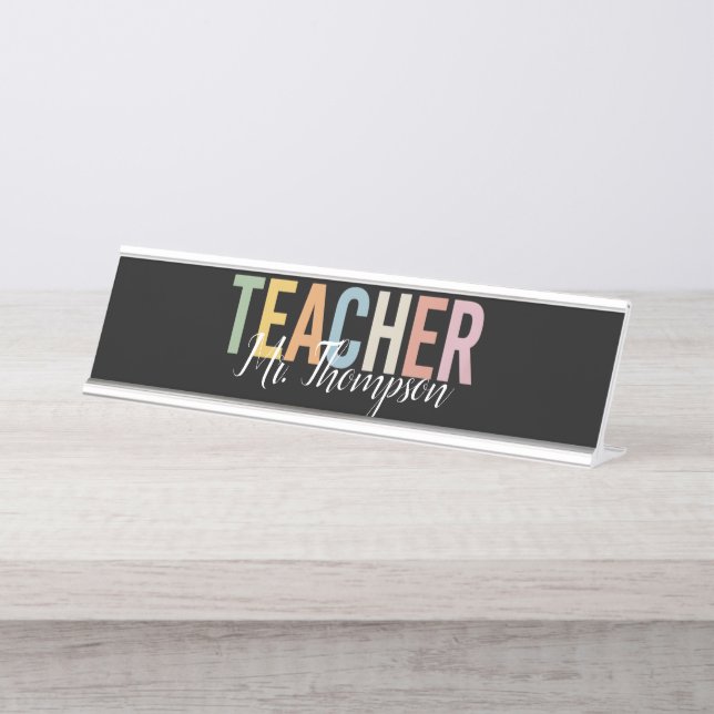 Personalized Teacher Appreciation Back to School  Desk Name Plate (Front)