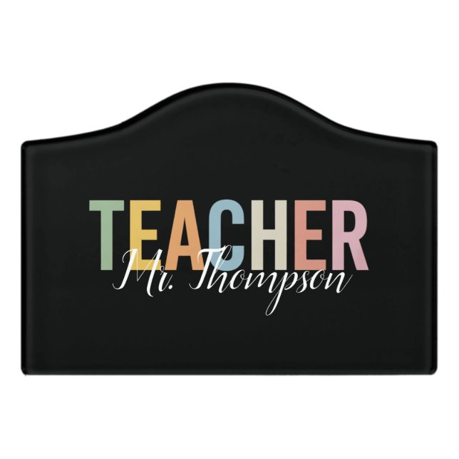 Personalized Teacher Appreciation Back to School  Door Sign (Small Crest Front)