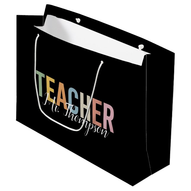 Personalized Teacher Appreciation Back to School  Large Gift Bag (Front Angled)