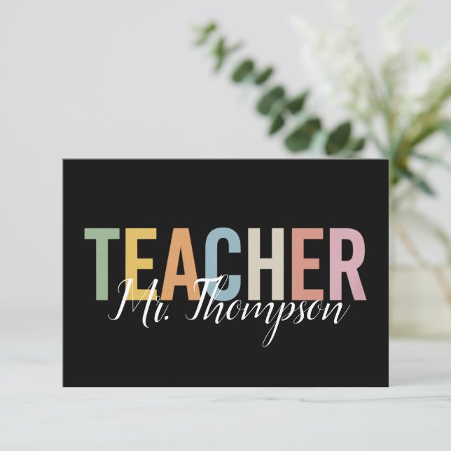 Personalized Teacher Appreciation Back to School  Thank You Card (Standing Front)