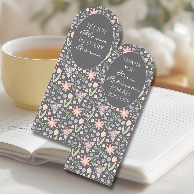 Personalized Teacher Appreciation Bookmark (Floral Teacher Appreciation Bookmark – Personalized Gift for Educators)