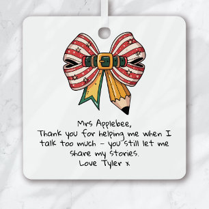 Personalized Teacher Appreciation Christmas Metal Ornament