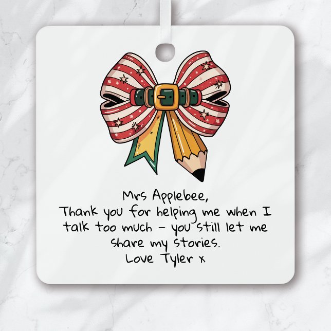 Personalized Teacher Appreciation Christmas Metal Ornament (Creator Uploaded)