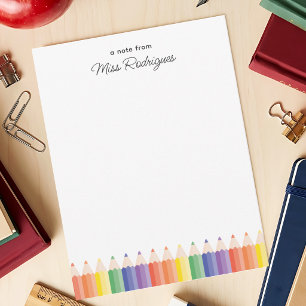 Personalized Teacher Appreciation Colorful Rainbow Note Card