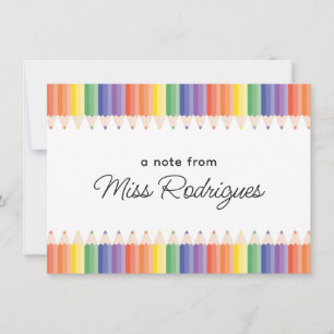 Personalized Teacher Appreciation Colorful Rainbow Note Card