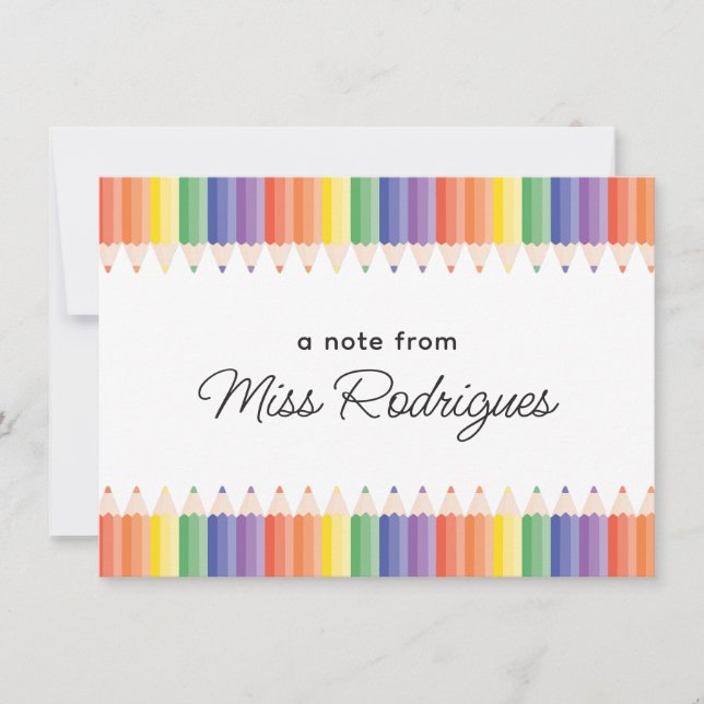 Personalized Teacher Appreciation Colorful Rainbow Note Card (Front)
