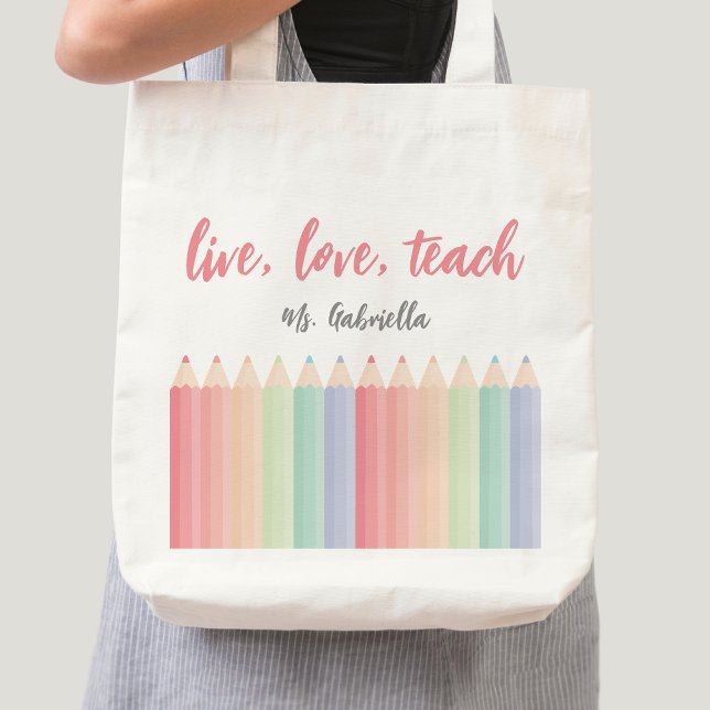 Personalized Teacher Appreciation Colorful Rainbow Tote Bag (Creator Uploaded)