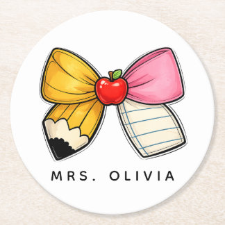 Personalized Teacher Appreciation | Custom Teacher Round Paper Coaster