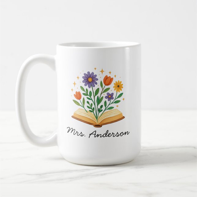 Personalized Teacher Appreciation Gift, Custom Flo Coffee Mug (Left)