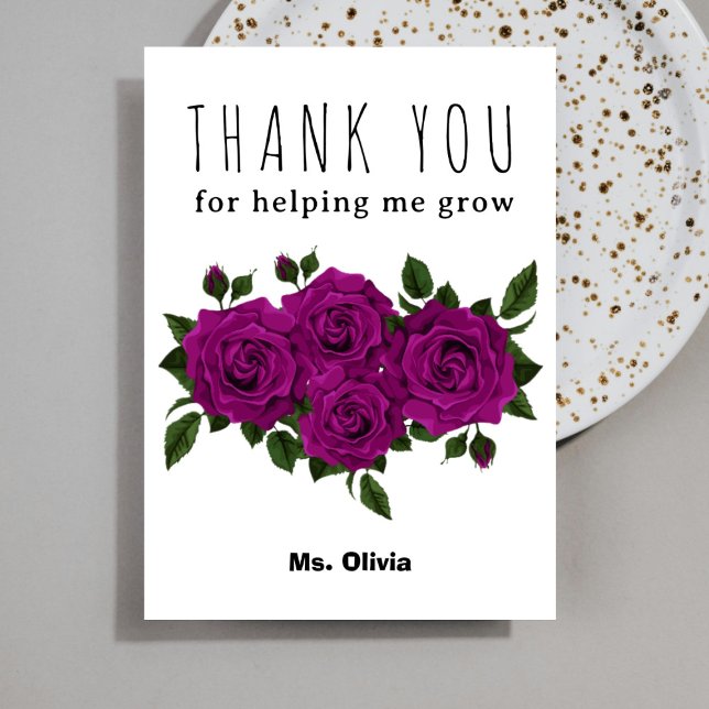 Personalized Teacher Appreciation Gift Custom Name Thank You Card (Creator Uploaded)